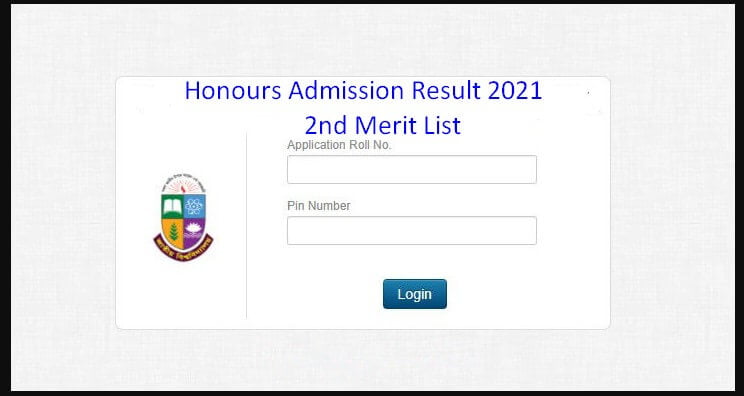 Honours Admission Result 2021 2nd Merit Result NU