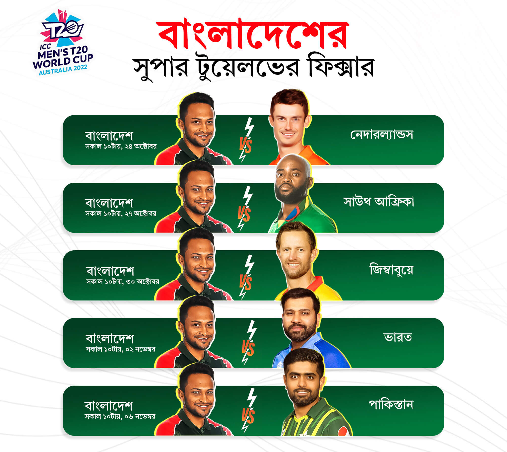 Bangladesh Fixtures 2022 T20 World Cup